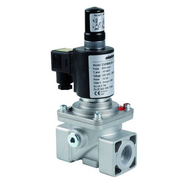 Electrovanne gaz à réarmement manuel NF Aluminium 3/4\' 600mBar