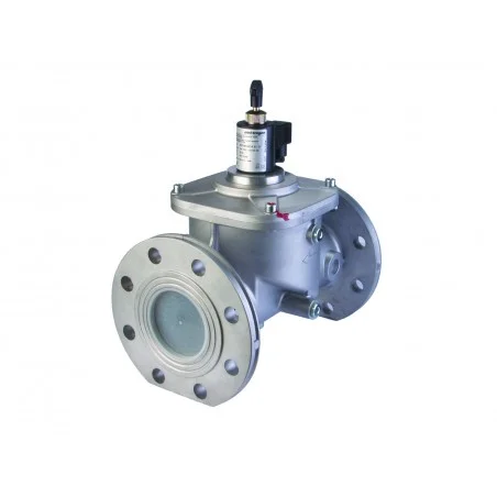 Electrovanne gaz à réarmement manuel NF Aluminium brides DN80 600mBar