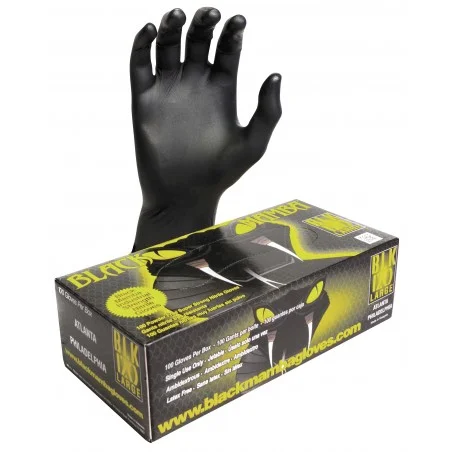 BLACKMAMBA - Boîte de 100 gants jetables nitrile noir L