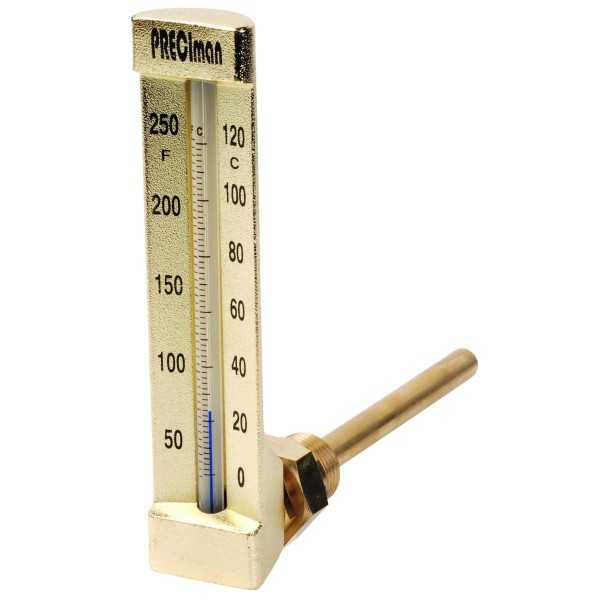 Thermomètre industriel équerre de 0/+50°C plongeur 63mm Hauteur 200mm