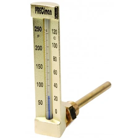 Thermomètre équerre 0/+120°C plongeur 100mm hauteur 150mm
