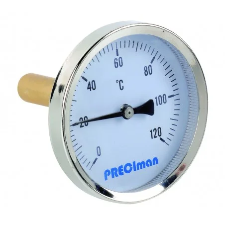Thermomètre inox raccordement axial D.65 de 0 à 120°C L.5 cm
