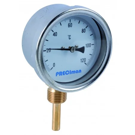 Thermomètre inox raccordement vertical D.80 de 0 à 120°C L.5 cm