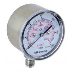 Manomètre inox vertical D63 0/60mbar G1/4'
