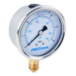 Manomètre glycérine inox vertical D63 0/6bar G1/4'