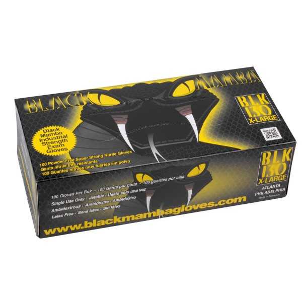 BLACKMAMBA - Boîte de 100 gants jetables nitrile noir S