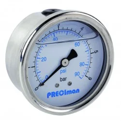 Manomètre glycérine inox axial D63 0/6bar G1/4'