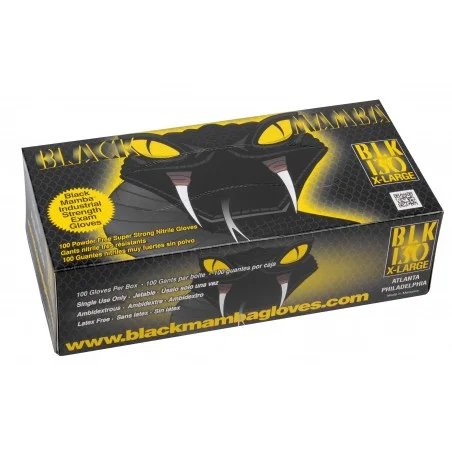 BLACKMAMBA - Boîte de 100 gants jetables nitrile noir XXL
