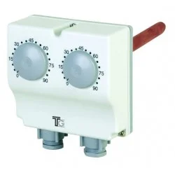Aquastat plongeant double de 30° à 120° et 0 à 60° avec régl.externe