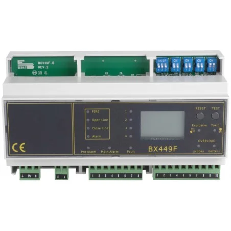 Centrale de détection gaz Rail Din 8 sondes
