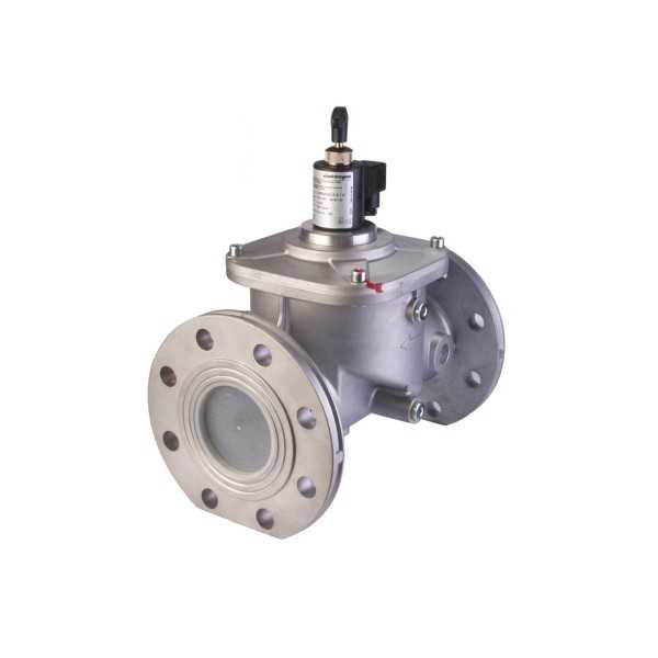 Electrovanne gaz à réarmement manuel NF Aluminium brides DN200 600mBar