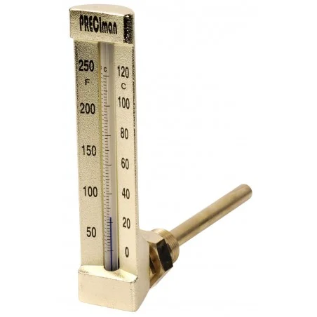 Thermomètre indus. équerre de 0/+120°C plongeur 63mm 150mm H