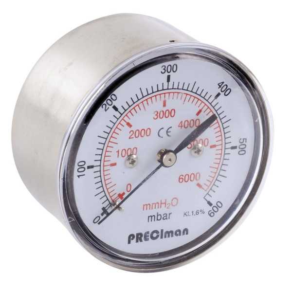 Manomètre inox axial D63 0/400mbar G1/4\'
