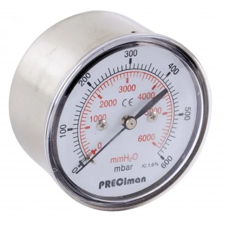 Manomètre inox axial D63 0/400mbar G1/4\'
