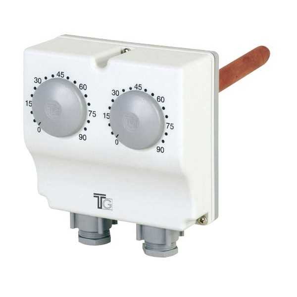 Aquastat plongeant double régl. ext.0-90°C - régl.ext.30-120°C