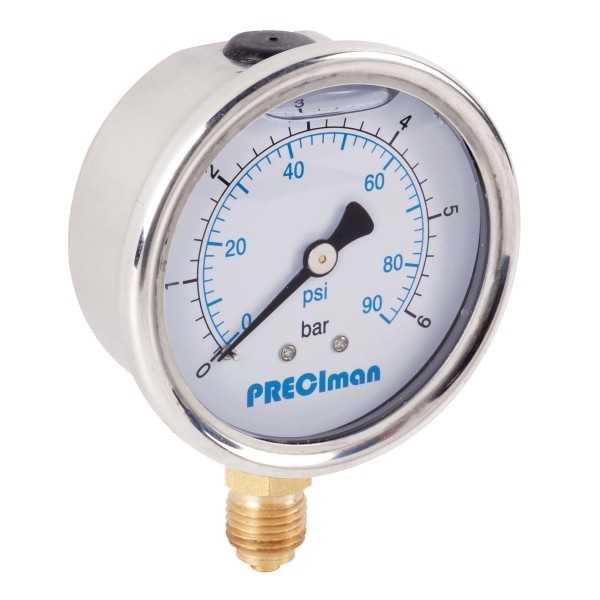 Manomètre glycérine inox vertical D50 0/10bar G1/4\'