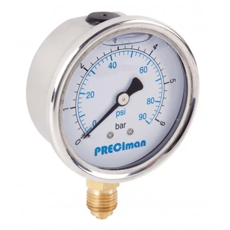 Manomètre glycérine inox vertical D63 0/16bar G1/4'