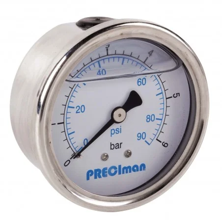 Manomètre glycérine inox axial D63 0/4bar G1/4'