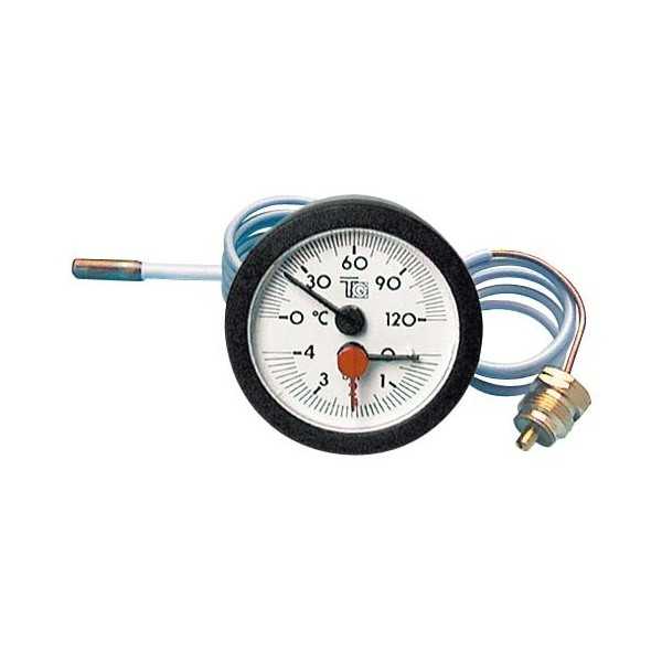 Thermomanomètre rond 0/4 bar 0/120°C D57 capillaire 1,5m