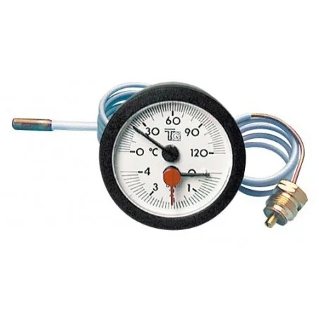 Thermomanomètre rond 0/4 bar 0/120°C D57 capillaire 1,5m
