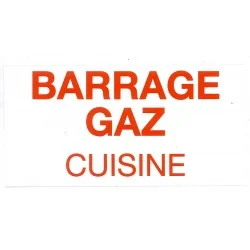 Etiquette BARRAGE GAZ CUISINE