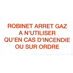 Etiquette ROBINET ARRET GAZ