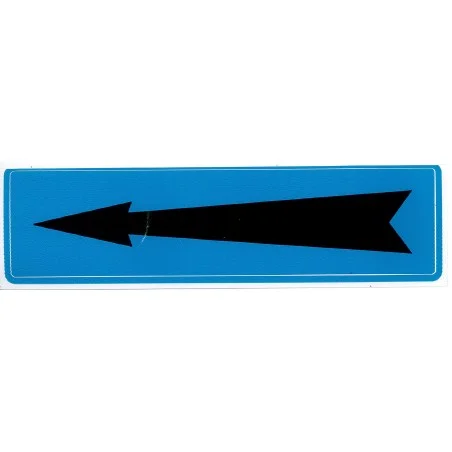 Etiquette flèche noire sur fond bleu