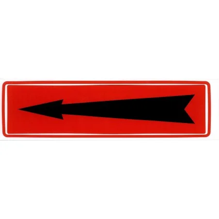 Etiquette flèche noire sur fond rouge