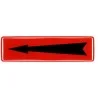 Etiquette flèche noire sur fond rouge