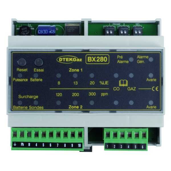 Centrale de détection gaz rail Din 2 sondes
